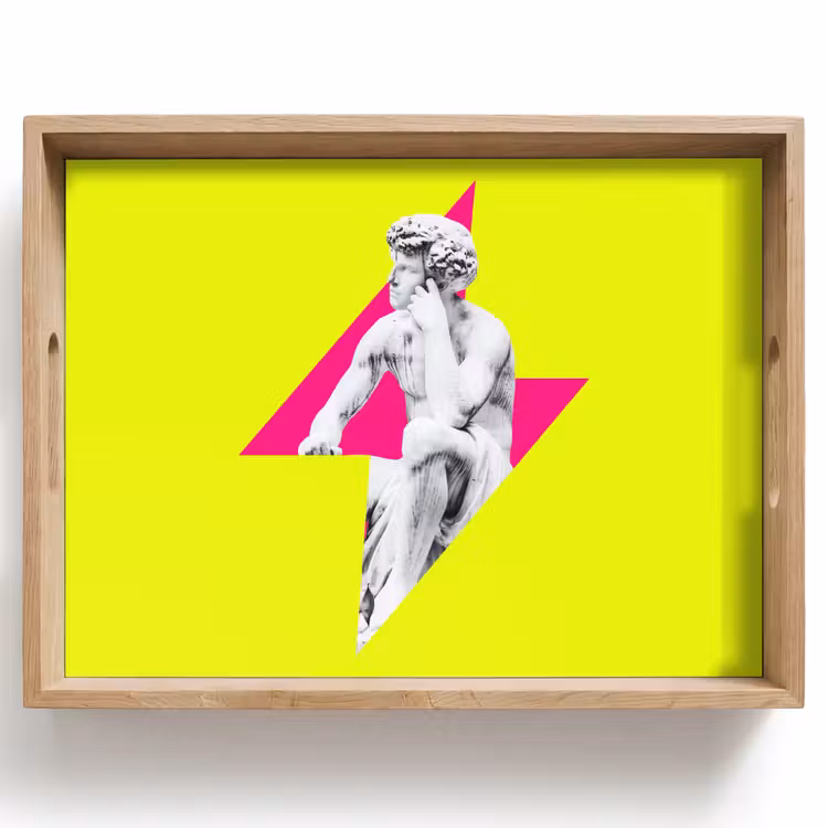 Beeld - Man - Bliksemschicht - Geel Dienblad Rechthoek middel -z3d_shopping