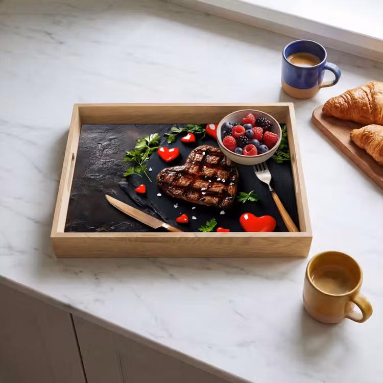 Steak - Hart - Bestek Dienblad Rechthoek middel -sfeer2