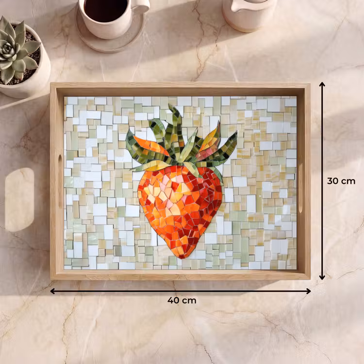 Aardbei - Rood - Mozaïek - Fruit Dienblad Rechthoek middel -USP_Formaat