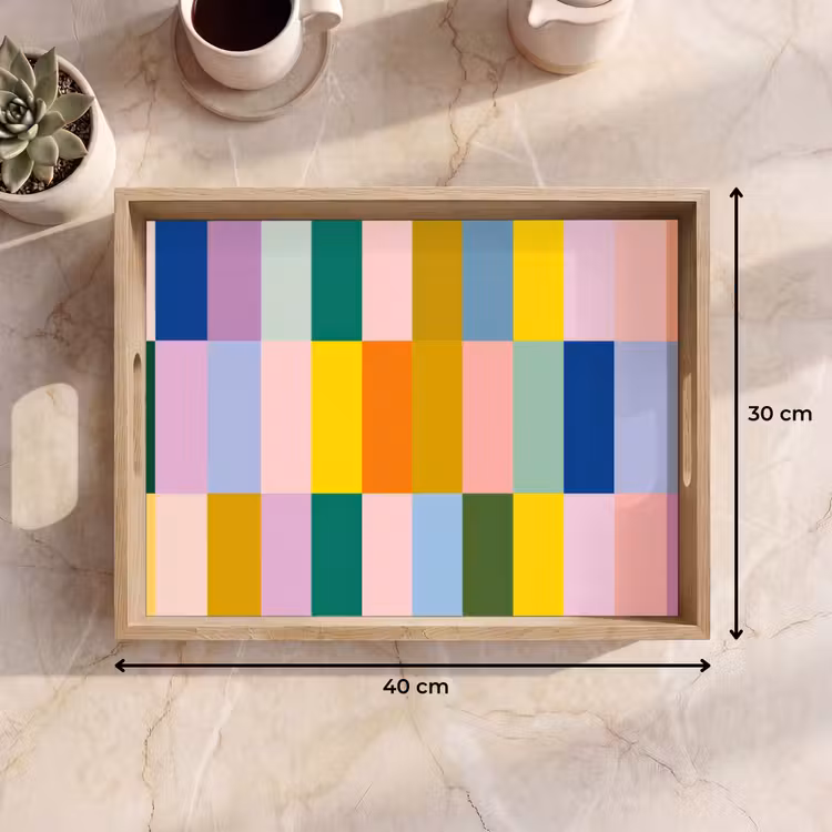 Stroken - Blauw - Patroon - Abstract Dienblad Rechthoek middel -USP_Formaat