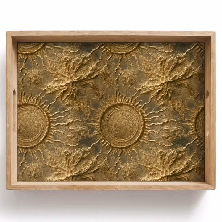 Zon - Reliëf - Antiek - Goud Dienblad Rechthoek middel 911 -z3d_shopping
