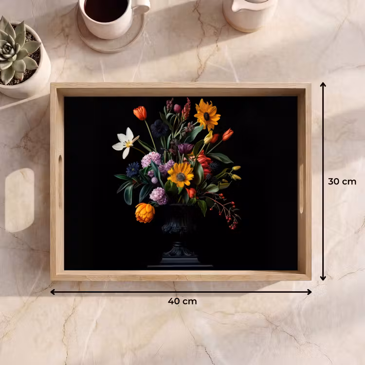 Zonnebloemen - Boeket - Kleurrijk Dienblad Rechthoek middel -USP_Formaat