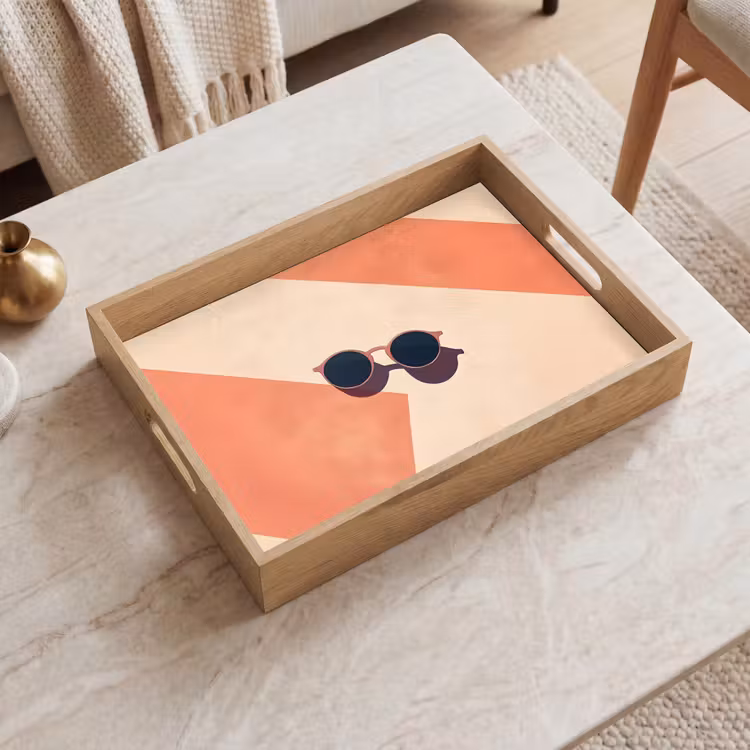 Zonnebril - Schaduw - Oranje - Minimalistisch Dienblad Rechthoek middel -sfeer1