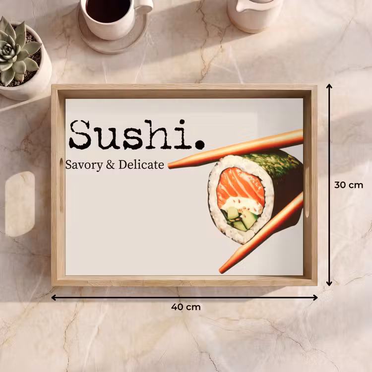 Sushi - Zalm - Rijst - Japans Dienblad Rechthoek middel -USP_Formaat