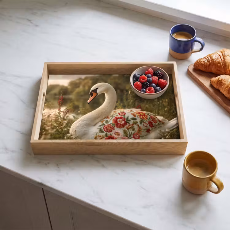 Zwaan - Bloemen - Natuur Dienblad Rechthoek middel -sfeer2
