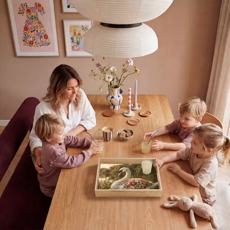 Zwaan - Bloemen - Natuur Dienblad Rechthoek middel -sfeer4