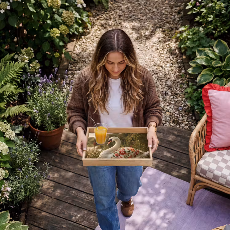 Zwaan - Bloemen - Natuur Dienblad Rechthoek middel -sfeer5