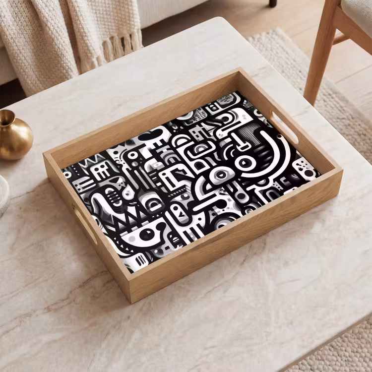 Symbolen - Abstract - Grafisch - Zwart Dienblad Rechthoek middel -sfeer1