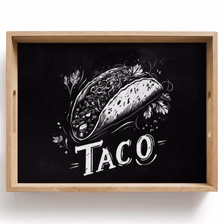 Taco - Kruiden - Witte krijtstijl - Tekst Dienblad Rechthoek middel -z3d_shopping
