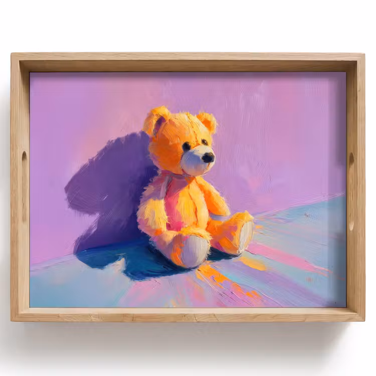 Teddybeer - Schaduw - Penseelstreken - Paars Dienblad Rechthoek middel -z3d_shopping