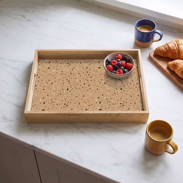Terrazzo - Patroon - Beige Dienblad Rechthoek middel 911 -sfeer2