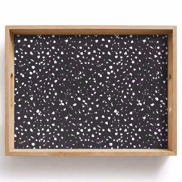 Terrazzo - Patroon - Zwart - Wit Dienblad Rechthoek middel 911 -z3d_shopping