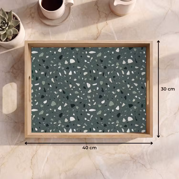 Terrazzo - Patroon - Kleurrijk - Groen Dienblad Rechthoek middel 911 -USP_Formaat