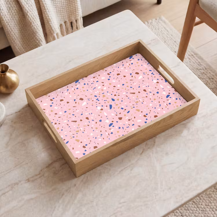 Terrazzo - Patroon - Kleurrijk - Roze Dienblad Rechthoek middel 911 -sfeer1