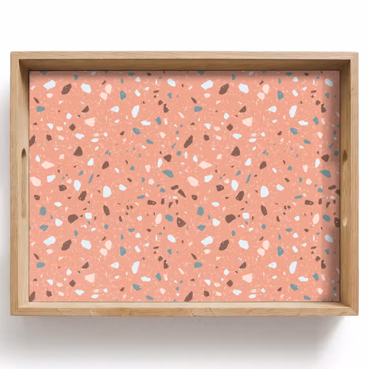 Terrazzo - Patroon - Kleurrijk - Roze - Blauw Dienblad Rechthoek middel 911 -z3d_shopping