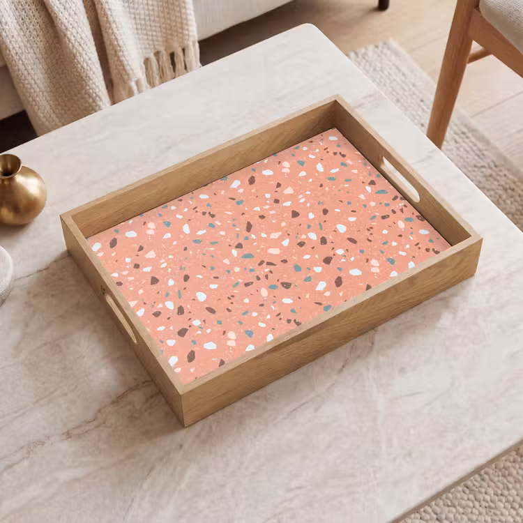 Terrazzo - Patroon - Kleurrijk - Roze - Blauw Dienblad Rechthoek middel 911 -sfeer1