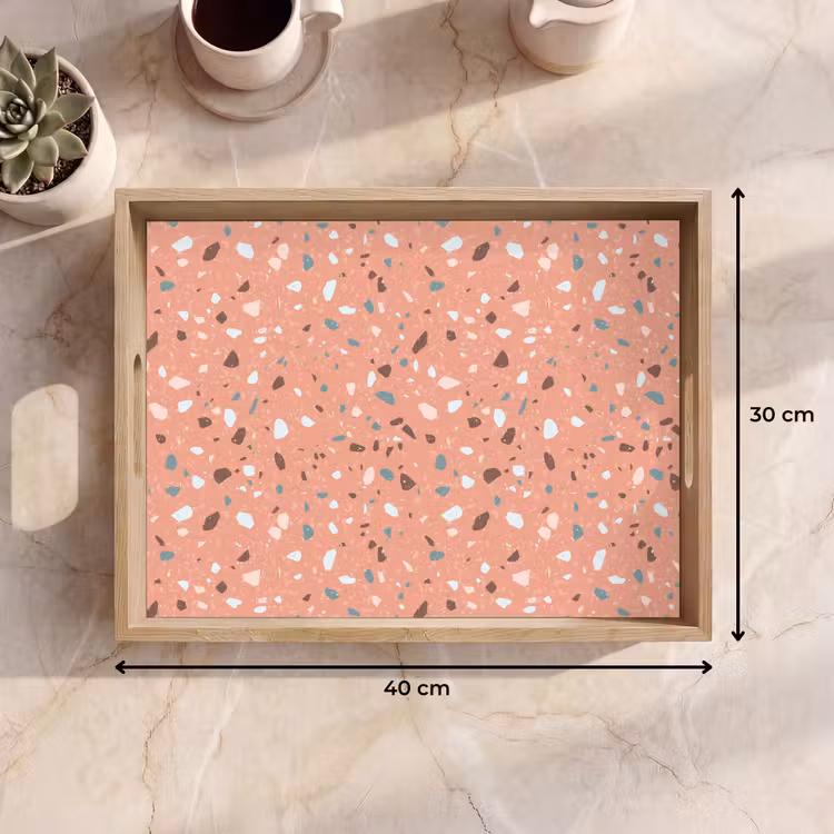 Terrazzo - Patroon - Kleurrijk - Roze - Blauw Dienblad Rechthoek middel 911 -USP_Formaat