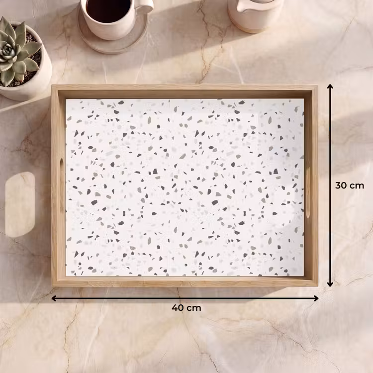 Terrazzo - Patroon - Créme Dienblad Rechthoek middel 911 -USP_Formaat