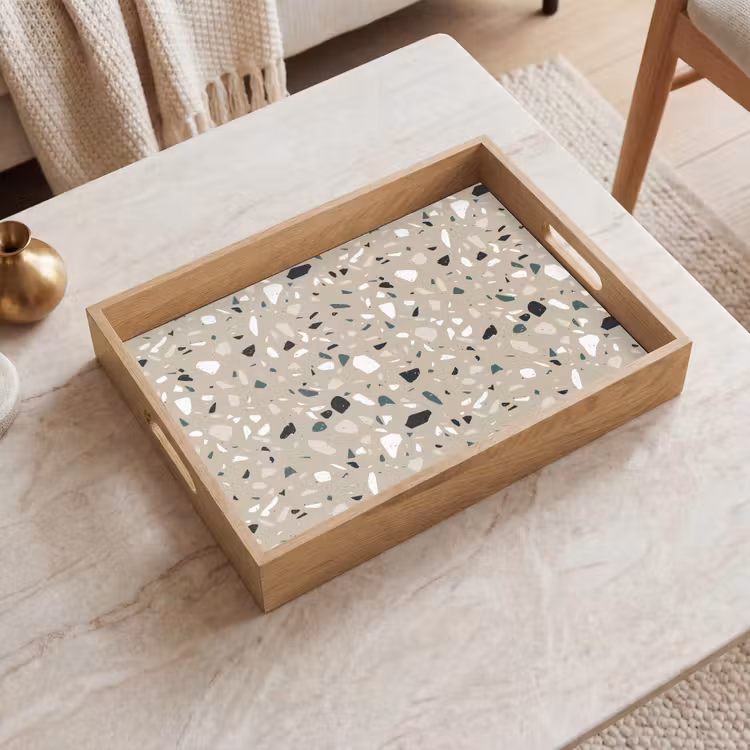 Terrazzo - Patroon - Groen Dienblad Rechthoek middel 911 -sfeer1
