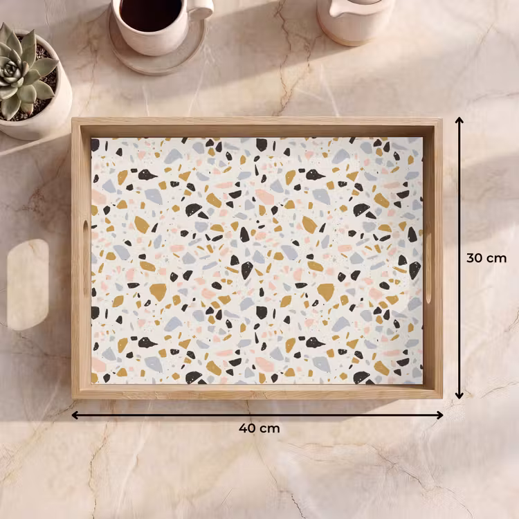 Terrazzo - Patroon - Neutraal - Zacht - Multi Dienblad Rechthoek middel 911 -USP_Formaat