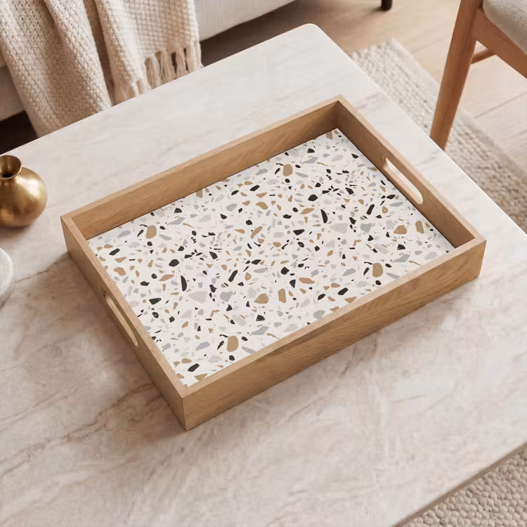 Terrazzo - Patroon - Staal Dienblad Rechthoek middel 911 -sfeer1