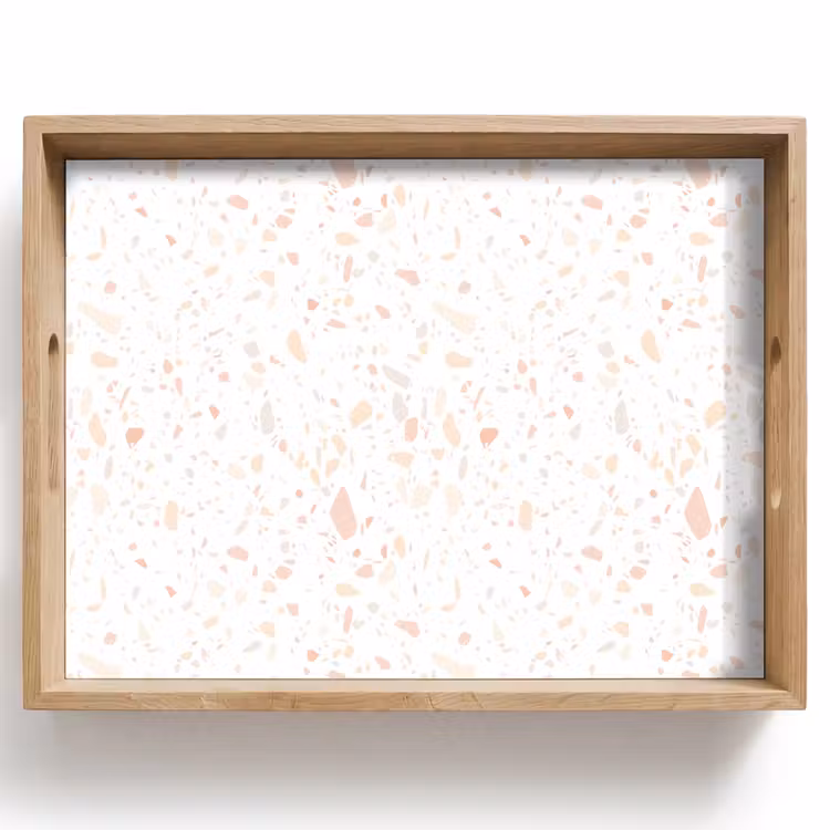 Terrazzo -  Patroon - Wit - Perzik Dienblad Rechthoek middel 911 -z3d_shopping