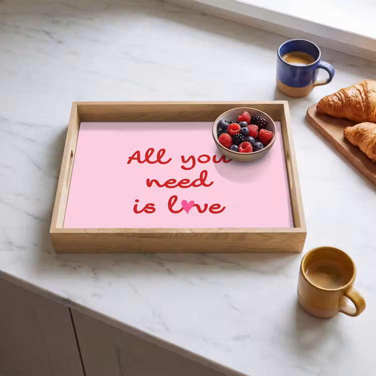 Tekst - Roze - Love - Hart Dienblad Rechthoek middel -sfeer2