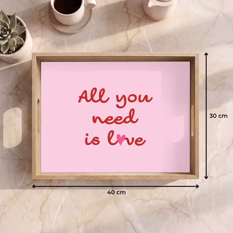 Tekst - Roze - Love - Hart Dienblad Rechthoek middel -USP_Formaat