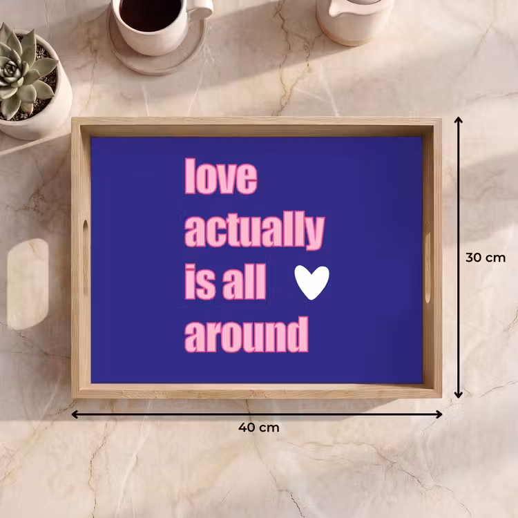Tekst - Valentijn - Love - Blauw Dienblad Rechthoek middel -USP_Formaat
