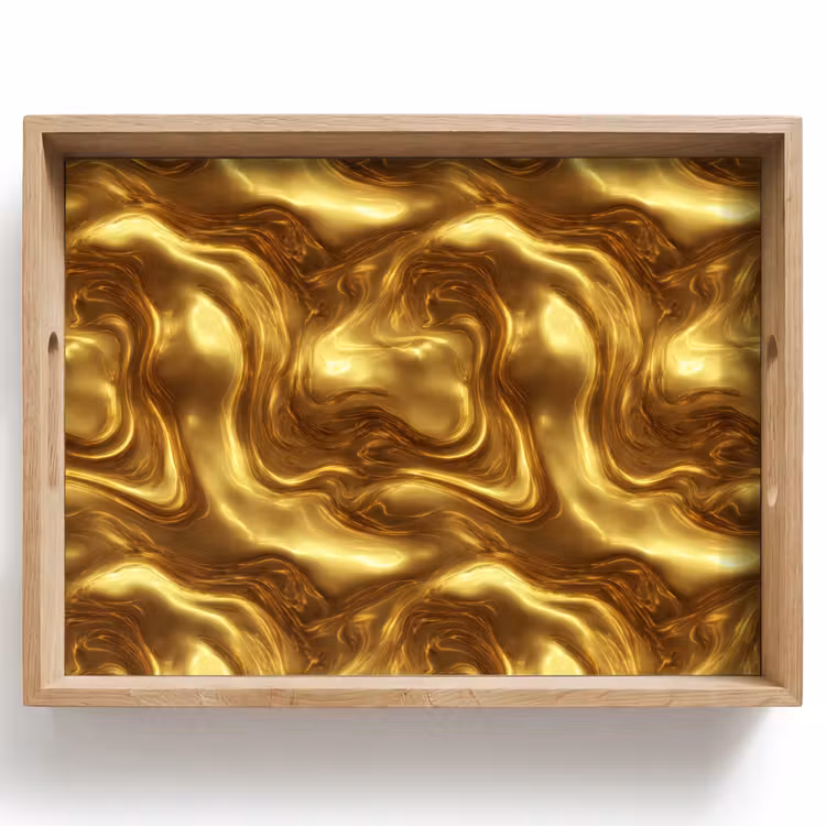Textuur - Vloeibaar - Organisch - Goud Dienblad Rechthoek middel 911 -z3d_shopping