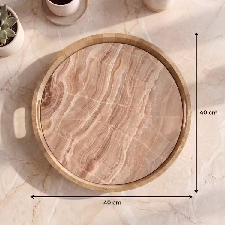 Textuur - Golvend - Abstract - Warm - Bruin Dienblad Rond middel -USP_Formaat
