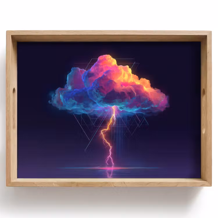 Donderwolk - Bliksemschicht - Licht - Blauw Dienblad Rechthoek middel -z3d_shopping