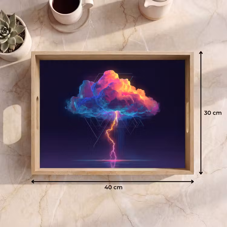 Donderwolk - Bliksemschicht - Licht - Blauw Dienblad Rechthoek middel -USP_Formaat