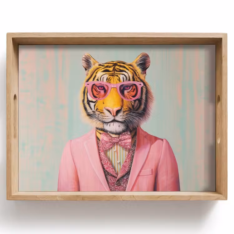 Tijger - Strik - Jasje - Roze Dienblad Rechthoek middel -z3d_shopping
