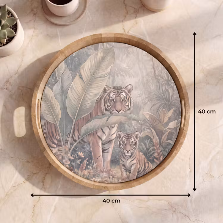 Tijger - Welp - Jungle - Illustratie - Dieren Dienblad Rond middel -USP_Formaat
