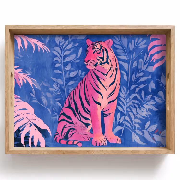 Tijger - Roze - Bladeren - Jungle Dienblad Rechthoek middel -z3d_shopping