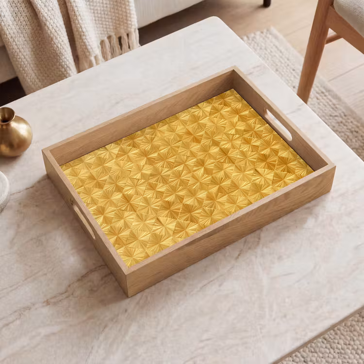 Tegels - Geometrisch - Reliëf - Goud Dienblad Rechthoek middel 911 -sfeer1