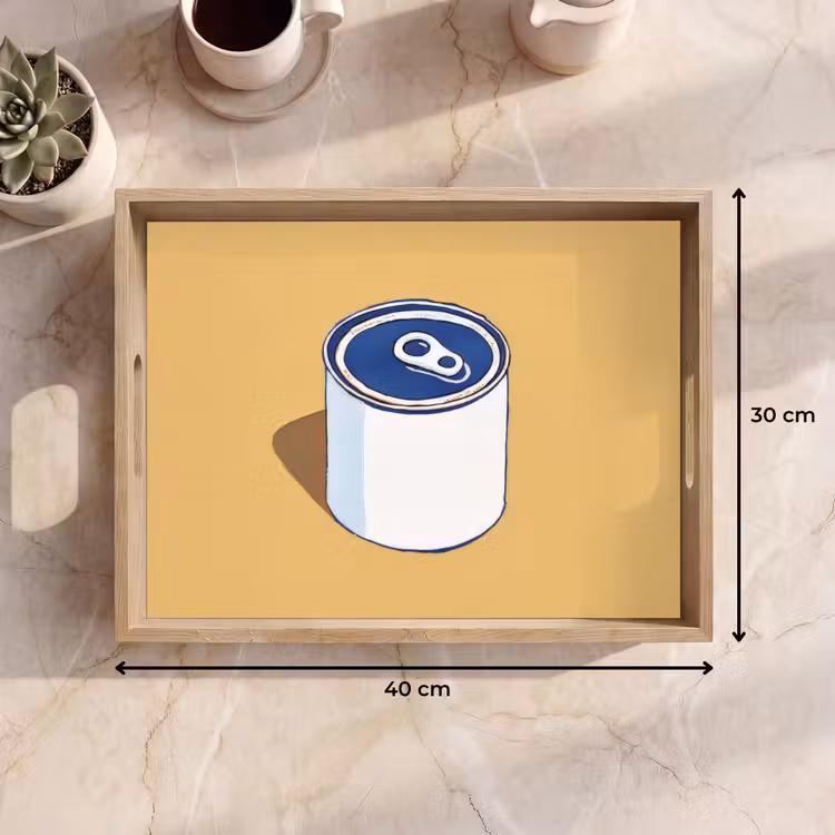 Blikje - Minimalistisch - Blauw - Illustratie Dienblad Rechthoek middel -USP_Formaat