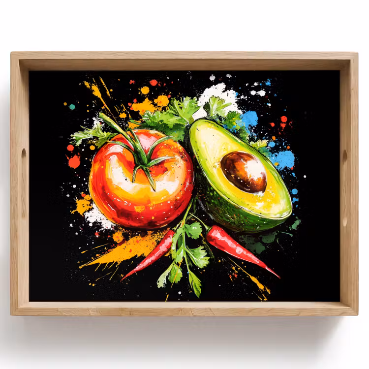 Tomaat - Avocado - Peper - Graffiti - Verf - Modern Dienblad Rechthoek middel -z3d_shopping