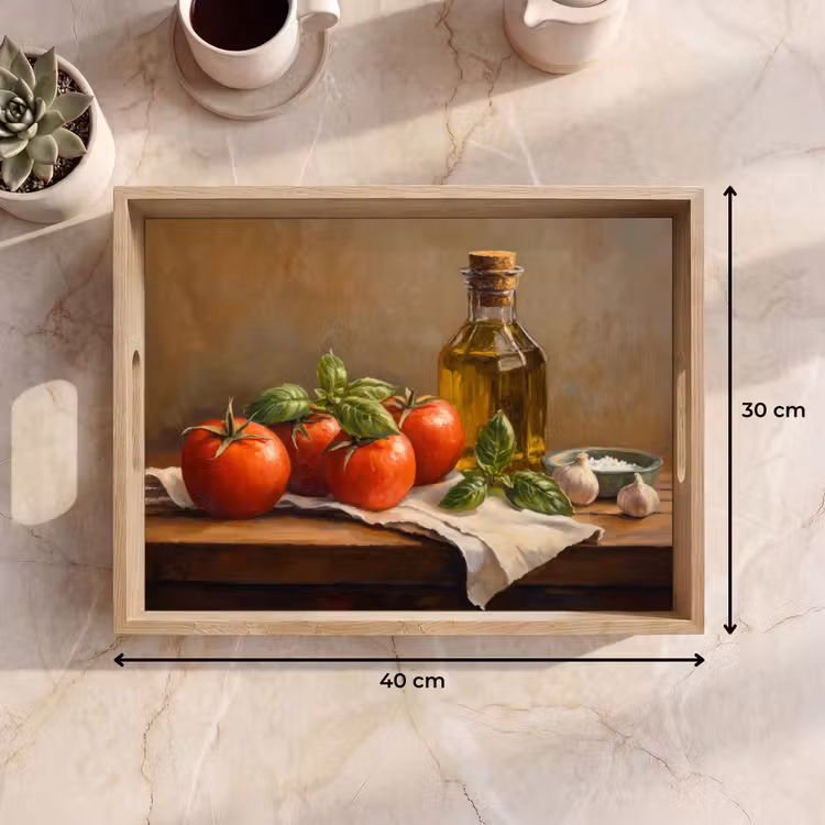 Tomaten - Olijfolie - Stilleven Dienblad Rechthoek middel -USP_Formaat