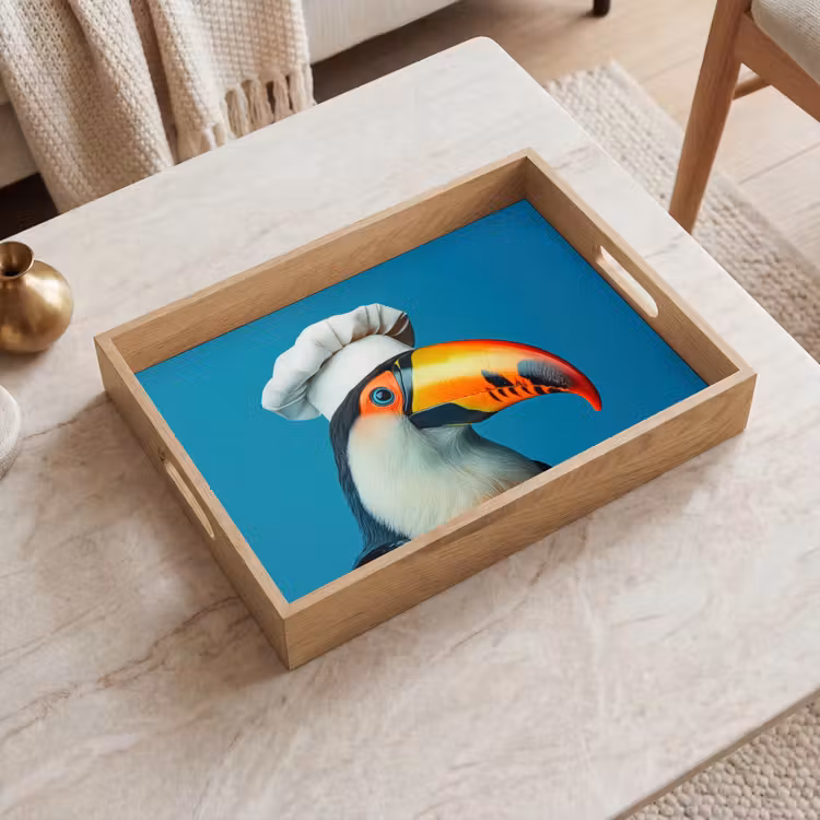 Toekan - Papegaai - Vogel - Koksmuts Dienblad Rechthoek middel -sfeer1