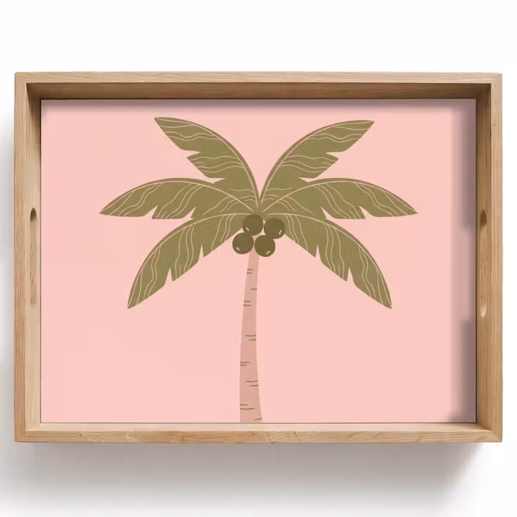 Boom - Palm - Natuur - Illustratie - Roze Dienblad Rechthoek middel -z3d_shopping