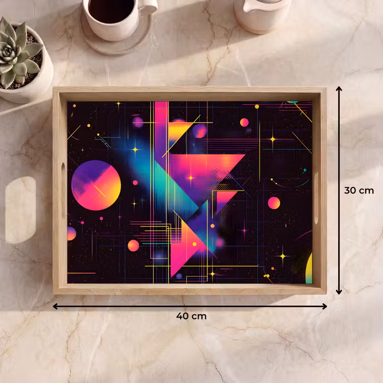 Driehoeken - Cirkels - Abstract - Sterren Dienblad Rechthoek middel -USP_Formaat