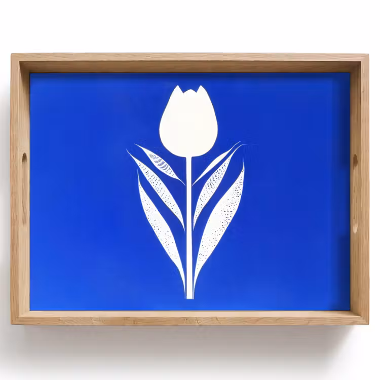 Tulp - Minimalistisch - Bladeren - Wit Dienblad Rechthoek middel -z3d_shopping