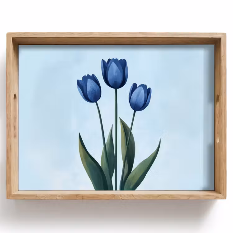 Tulpen - Blauw - Bladeren Dienblad Rechthoek middel -z3d_shopping