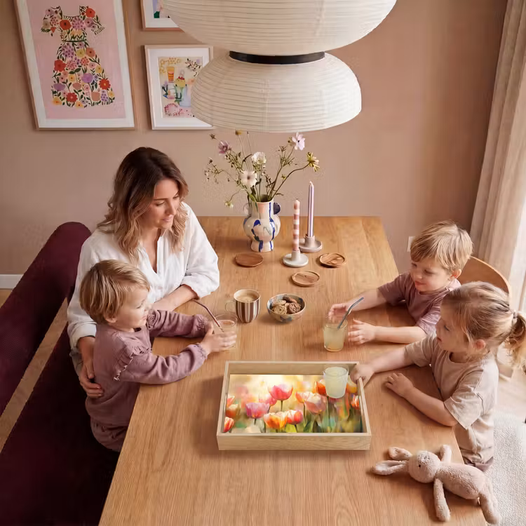 Tulpen - Sprookjesachtig - Kleurrijk Dienblad Rechthoek middel -sfeer4