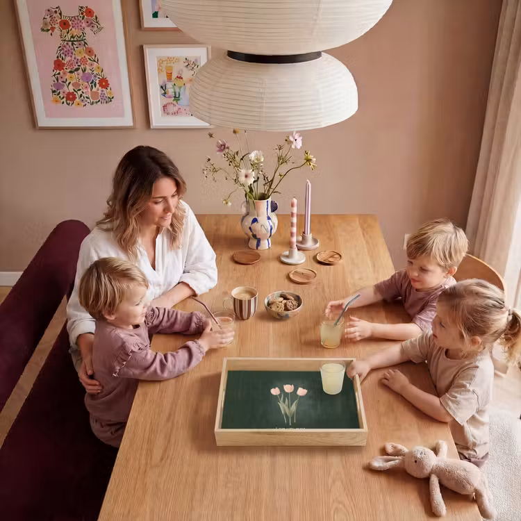 Tulpen - Roze - Tekst - Love Dienblad Rechthoek middel -sfeer4