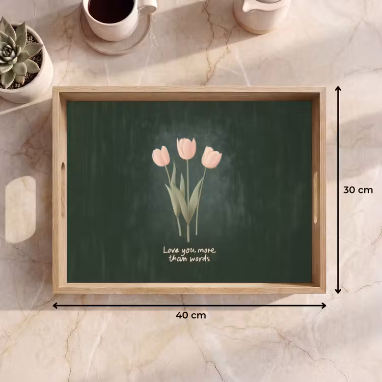Tulpen - Roze - Tekst - Love Dienblad Rechthoek middel -USP_Formaat