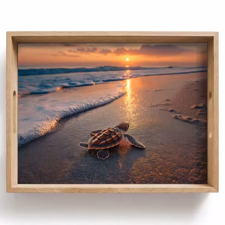 Schildpad - strand - Zonsondergang Dienblad Rechthoek middel -z3d_shopping