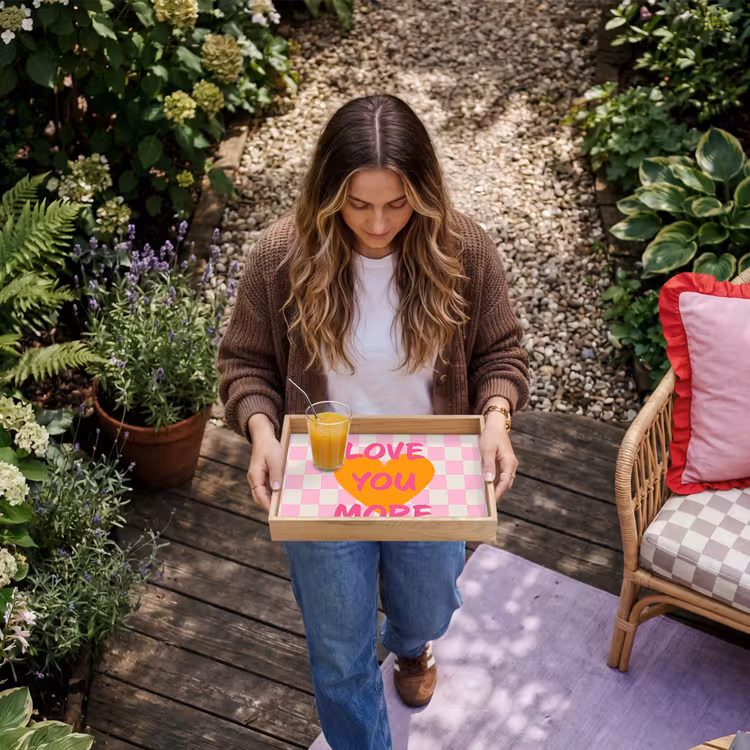 Valentijn - Love - Roze - Oranje Dienblad Rechthoek middel -sfeer5